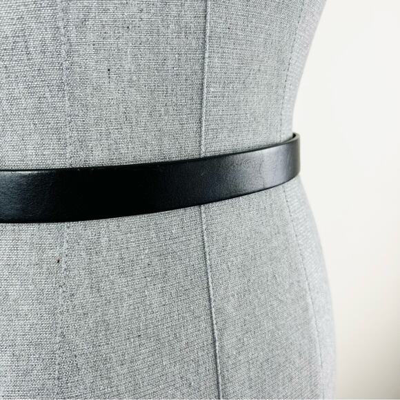 Vintage Black Leather Belt with‎ Silver Scrollwork Buckle Size Small main image 10